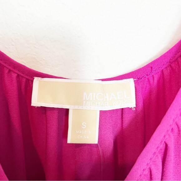 MICHAEL MICHAEL KORS SILKY COLD SHOULDER PINK LIGHT WEIGHT WOMEN BLOUSE SMALL - Picture 6 of 8